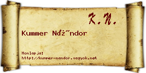 Kummer Nándor névjegykártya